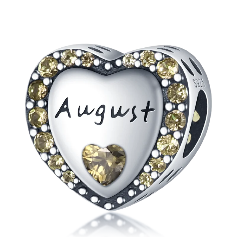 August Heart Birthstone Charms Pandora