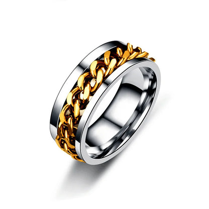 Cuban Chain rotatable Spinner Rings for Men & Women