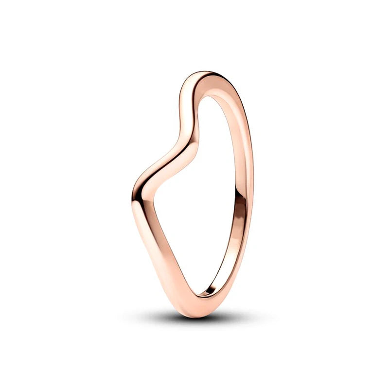 14k Rose Gold Plated Sterling Silver Wave Ring