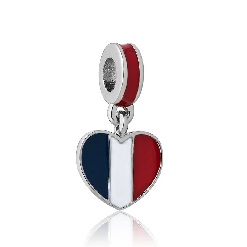 Pandora Travel Charm - France Flag Dangling Charm at Heart Crafted Gifts