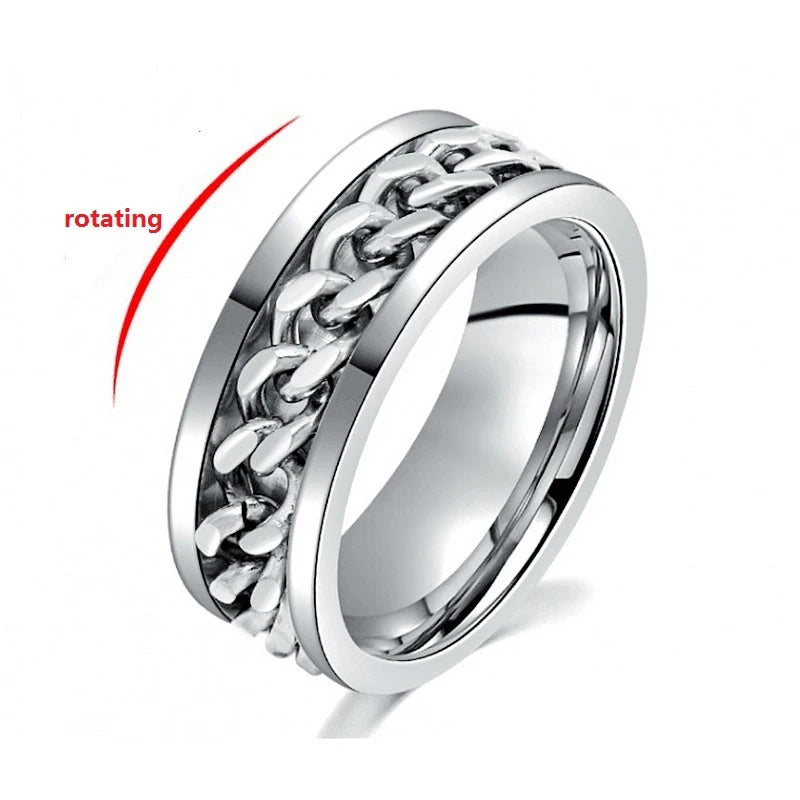 Cuban Chain rotatable Spinner Rings for Men & Women