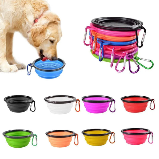 Collapsible Silicone Pet Bowl - Portable Travel Dish with Carabiner