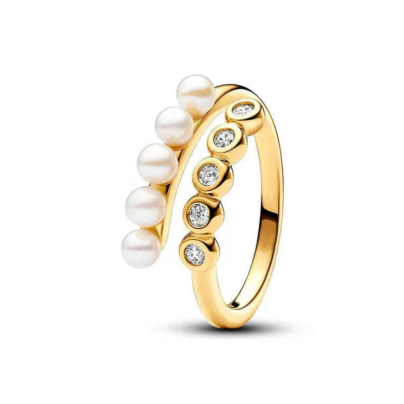 5 Pearls & Crystals Open Ring at Heart Crafted Gifts