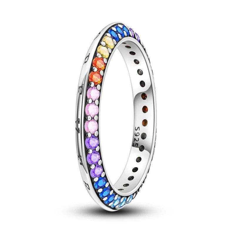 Multi-Colored Stone Full Eternity Rings in Silver at Heart Crafted Gifts