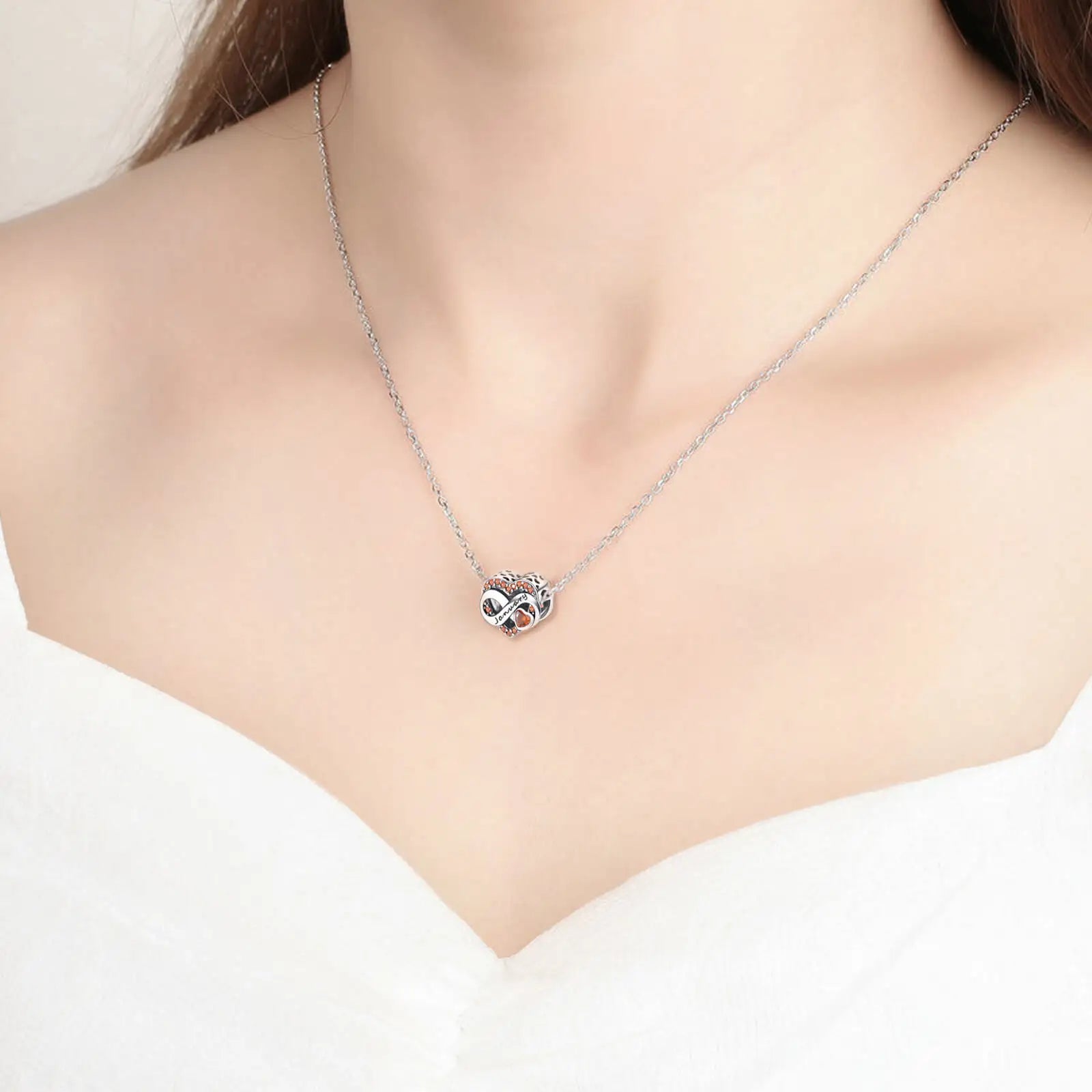 925 Sterling Silver Birthstone Heart Bead Fits Pandora Bracelet DIY