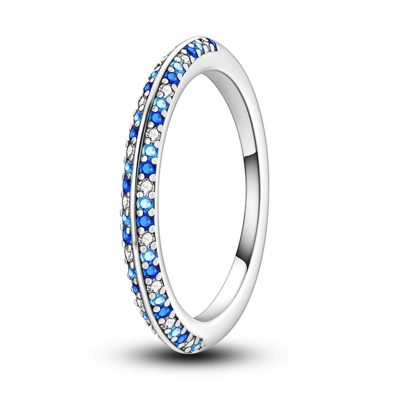 Blue Stone Eternity Rings in Silver at Heart Crafted Gifts