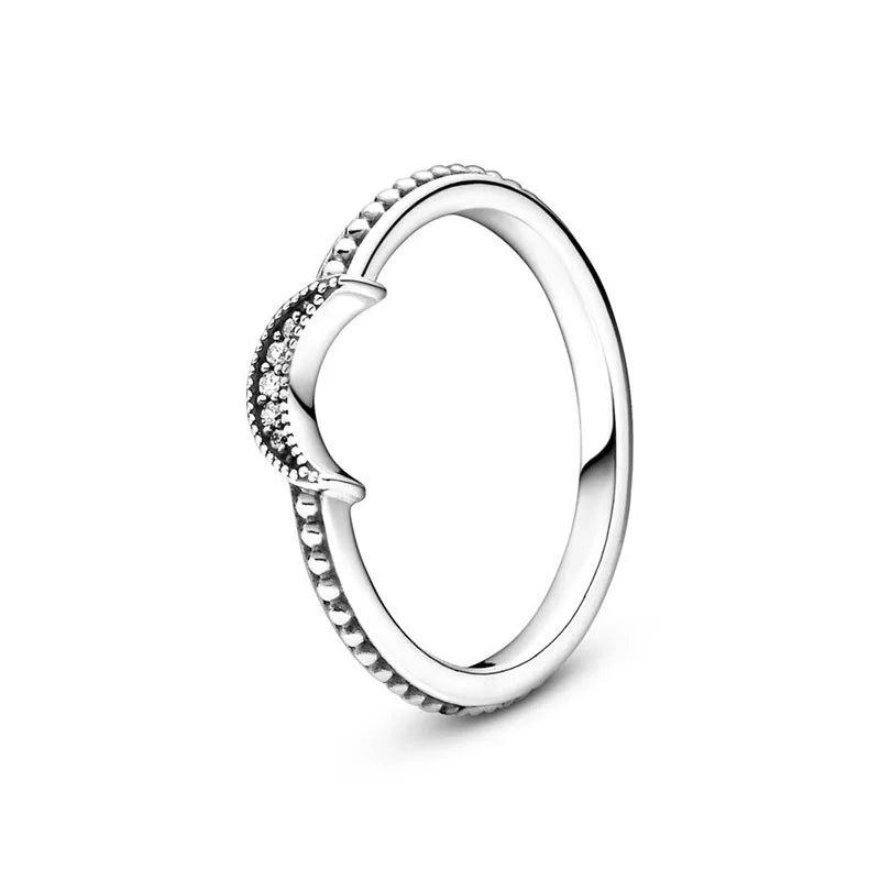 Celestial Half Cresent Ring in 925 Sterling Silver