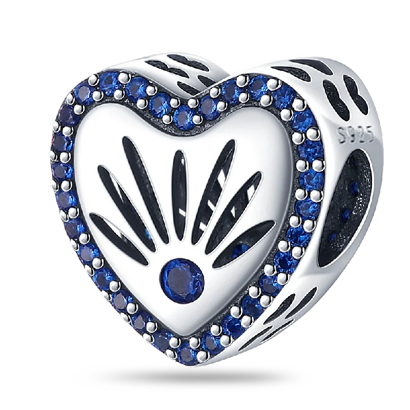 Blue Rays Heart Birthstone Charms Pandora