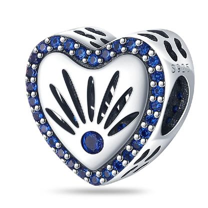 Blue Rays Heart Birthstone Charms Pandora