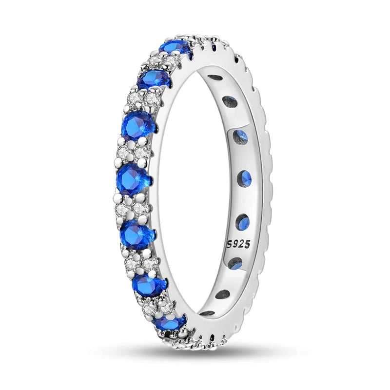 Blue Stone Ful Eternity Rings in Silver at Heart Crafted Gifts