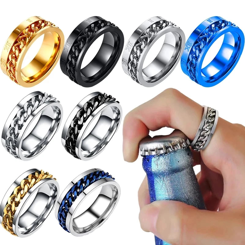 Cuban Chain rotatable Spinner Rings for Men & Women