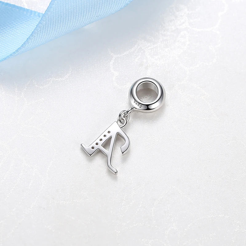 Alphabet A-Z Letter Pendant Charms in 925 Sterling Silver