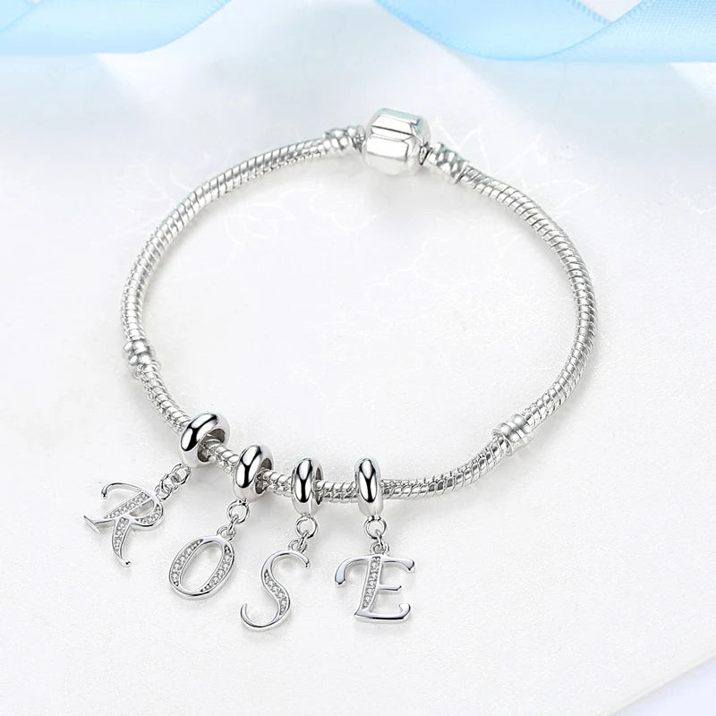 Alphabet A-Z Letter Pendant Charms in 925 Sterling Silver