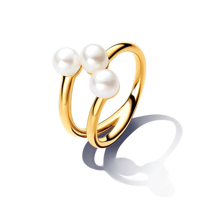 Pandora 3 Pearls Open Ring in Gold at Heart Crafted Gifts