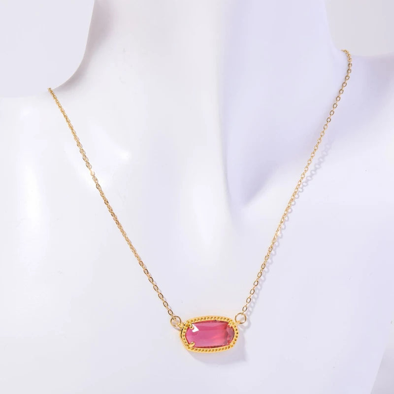 Elegant Gold Tone October Birthstone Necklace