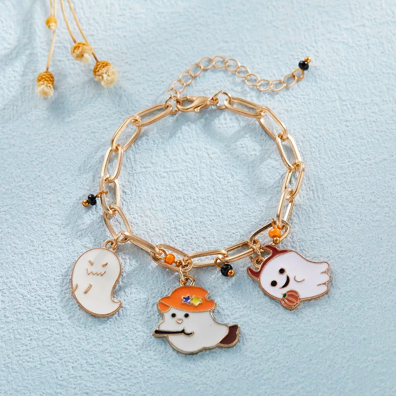 Readymade Halloween Charms Bracelets White Ghost | Heart Crafted Gifts 