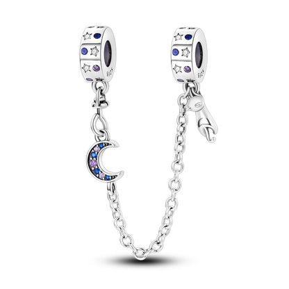 Half Moon Safety Chain Charms for Pandora Bracelet