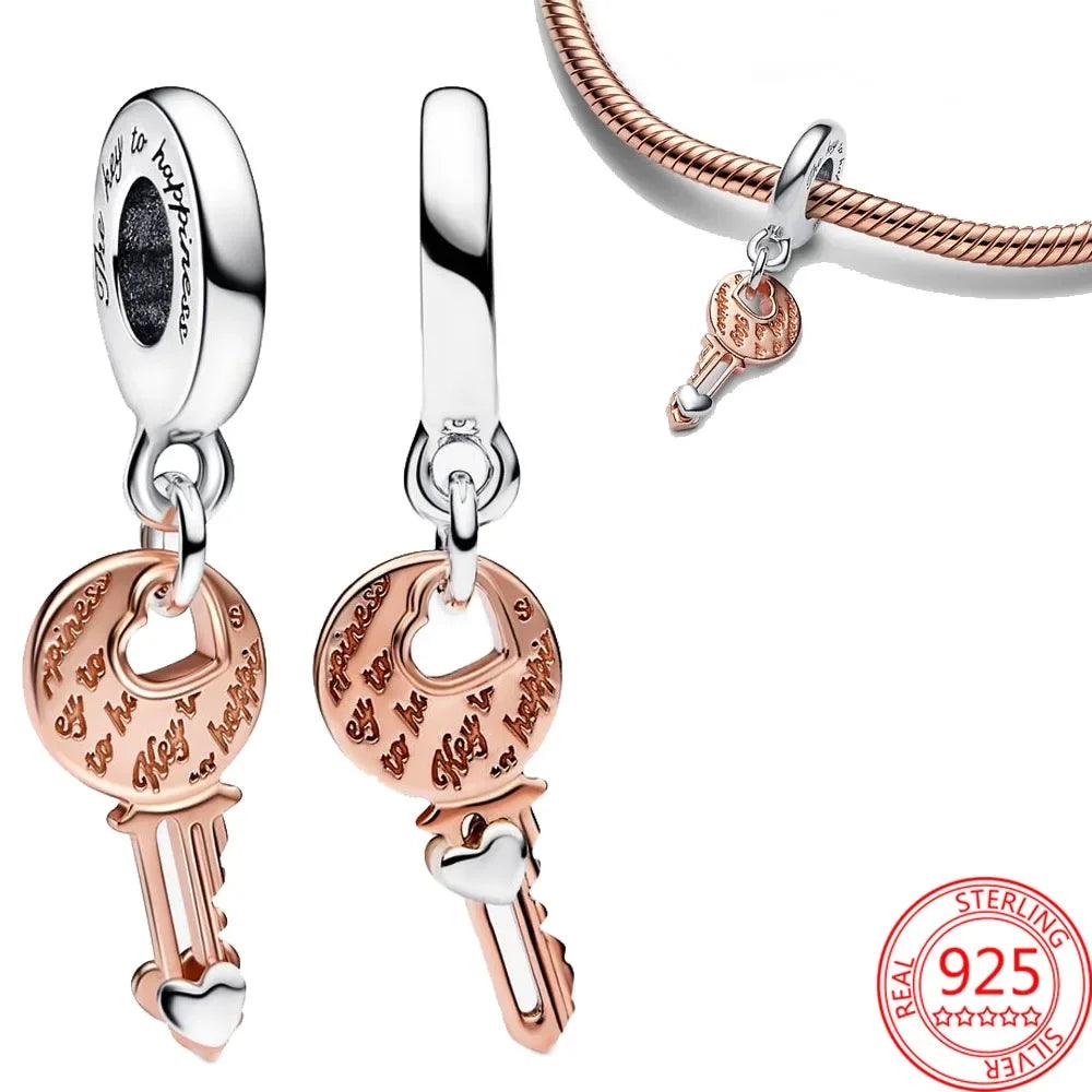 Splitable keys Rose Gold Charms in Sterling Silver