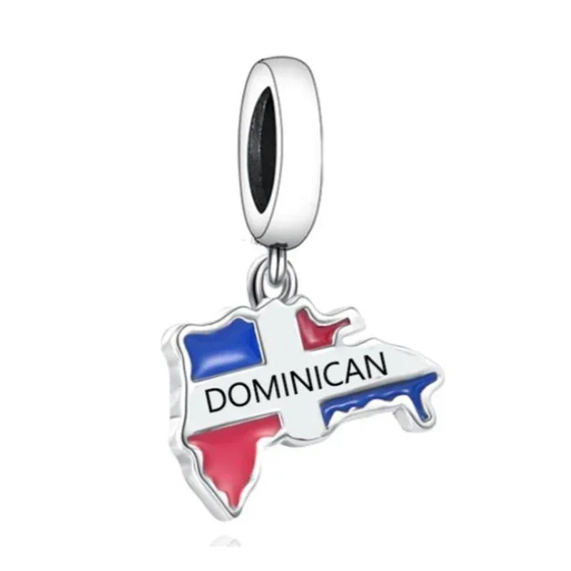 Dominican 925 Sterling Silver Country Charm Bracelet Pandora