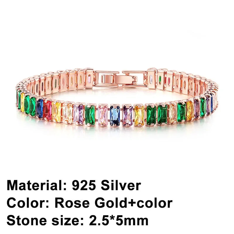 Sterling Silver Tennis Bracelet in Rose Gold rainbow