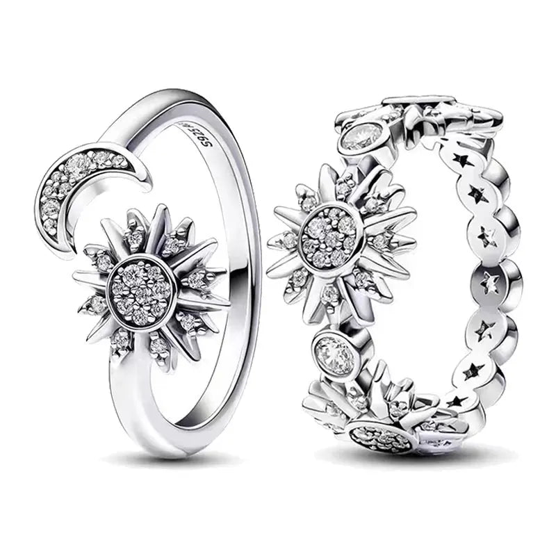 Celestial Sun & Moon Ring set in 925 Sterling Silver