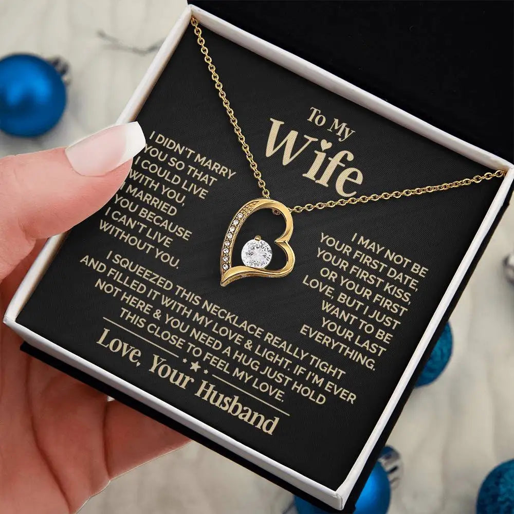 Gift for Wife: Gold Heart Necklace with Message Card & Premium Gift Box