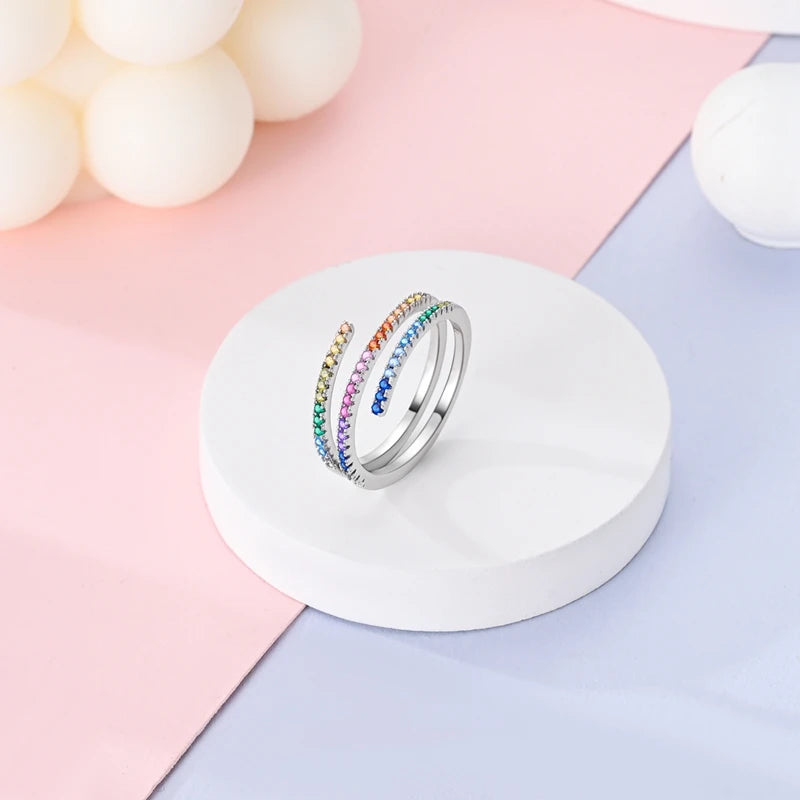 Multi-Colored Stone Spiral Rings in Silver at Heart Crafted Gifts