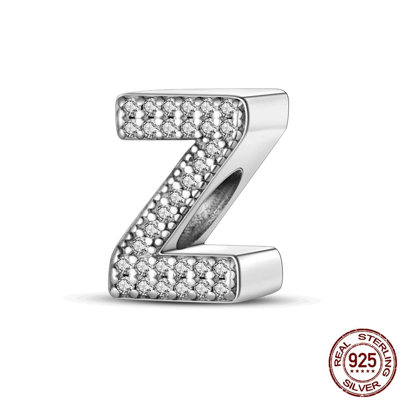 Sparkling Letter Charms: A-Z Alphabet Sterling Silver Charms