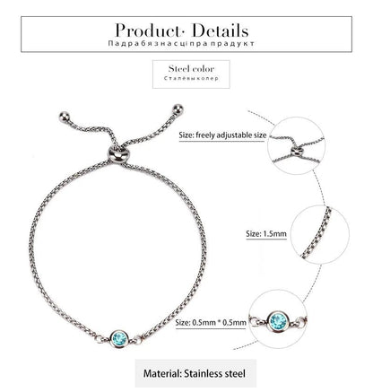 Birthstone Collection: Adjustable Birthstone Bracelet - Heart Crafted Gifts