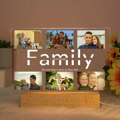 Custom Acrylic Lamp with Wooden Base: Personalized Photo & Text - Heart Crafted Gifts