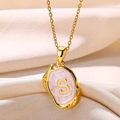 Custom Alphabet Initial Letter Pendant Necklace: Gold Aesthetic Elegance - Heart Crafted Gifts