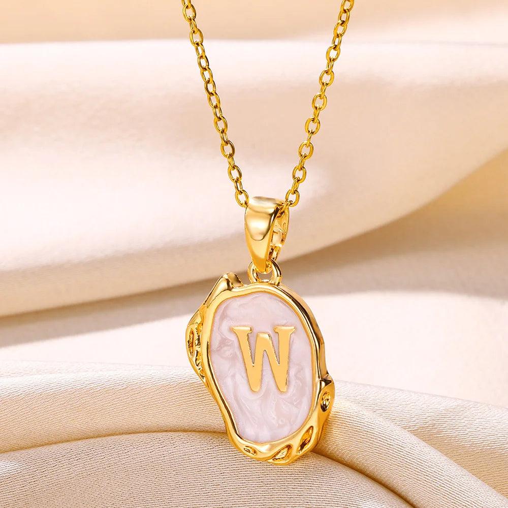 Custom Alphabet Initial Letter Pendant Necklace: Gold Aesthetic Elegance - Heart Crafted Gifts