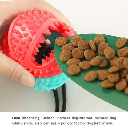 Dog Toy: Ball with Suction Cup, Rope with Treat Dispenser and Slow Feeder design - Heart Crafted Gifts