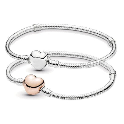 Exquisite Bracelet: Heart Clasp Love Buckle with Snake Chain - Heart Crafted Gifts