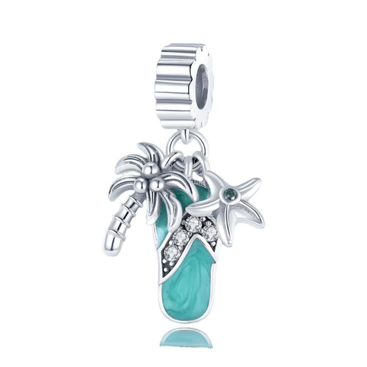 Summer Beach flip flop Palm Charms Pandora - Heart Crafted Gifts