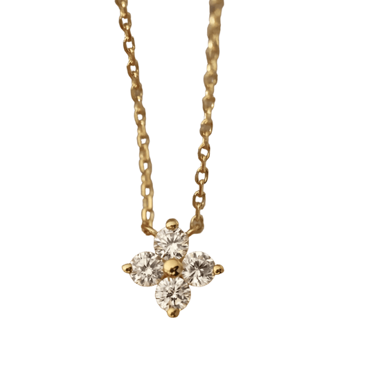 Four Leaf Flower Necklace: 18K Gold Plating on Sterling Silver - Heart Crafted Gifts