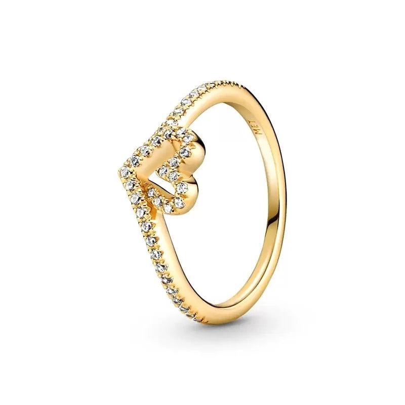 Gold Plated Wishbone Heart Ring in Silver - Heart Crafted Gifts