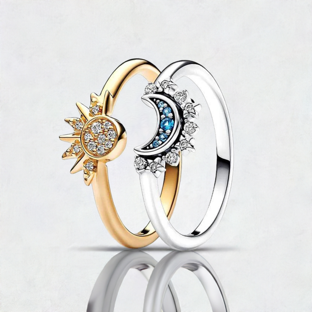 Pandora Sun and Moon Ring Set