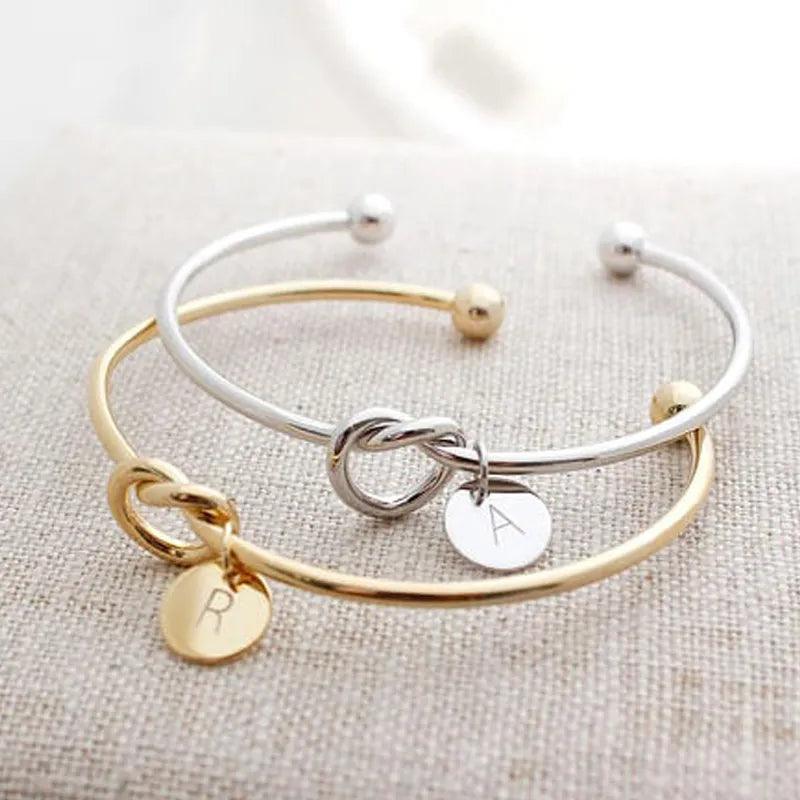 Heartfelt Elegance: Alphabet Letters Initial Charm Adjustable Bracelet - Heart Crafted Gifts