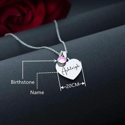 Personalized Birthstones Necklace with Name on the Pendant - Heart Crafted Gifts