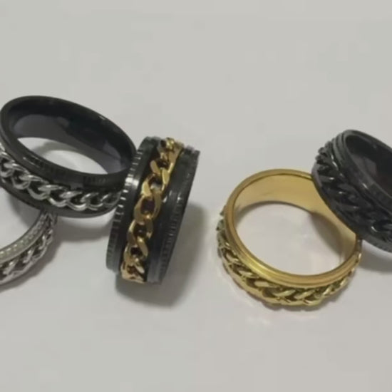 Cuban Chain rotatable Spinner Rings for Men & Women