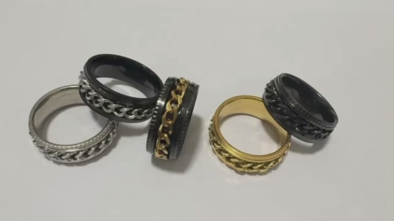 Cuban Chain rotatable Spinner Rings for Men & Women