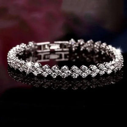 Radiant Love: Women's Fashion Sterling Silver Heart Crystal Bracelet - Heart Crafted Gifts