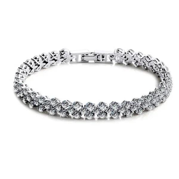 Radiant Love: Women's Fashion Sterling Silver Heart Crystal Bracelet - Heart Crafted Gifts