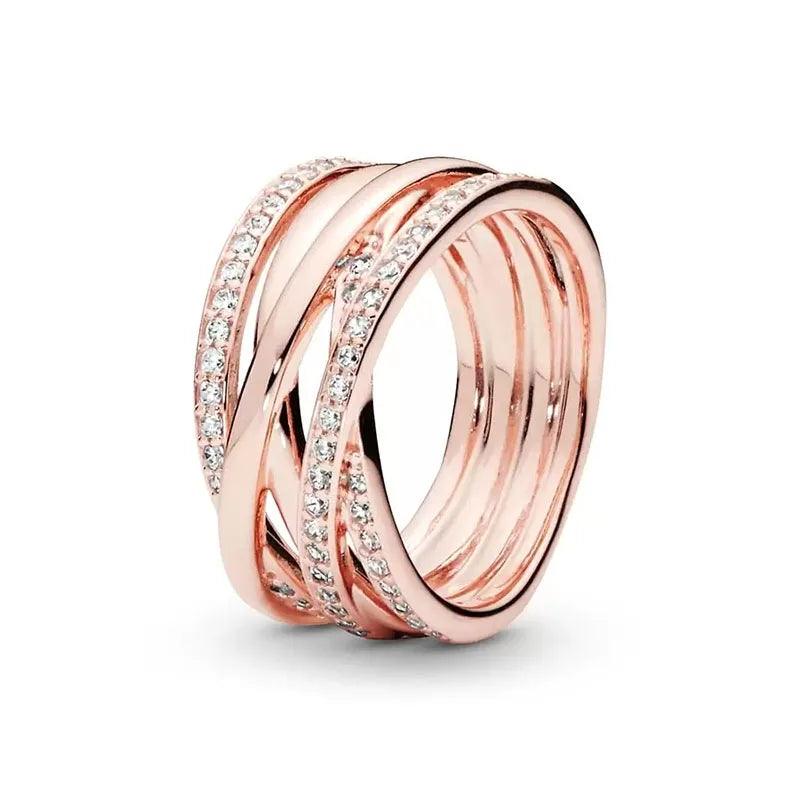 Rose Gold Plated 925 Silver Sparkling Stackable Rings - Heart Crafted Gifts
