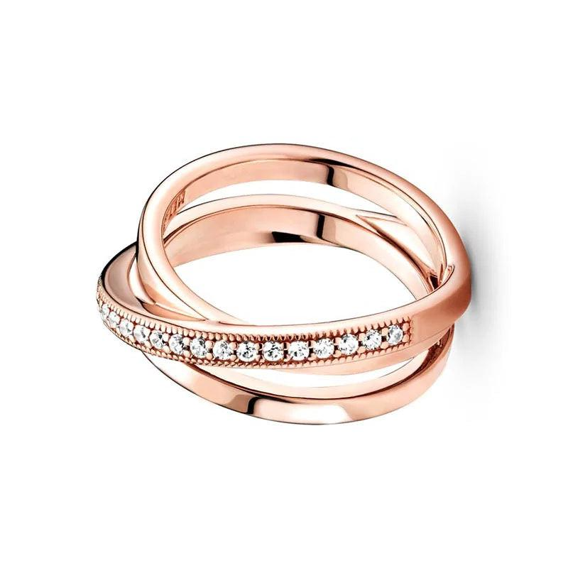 Rose Gold Plated 925 Silver Sparkling Stackable Rings