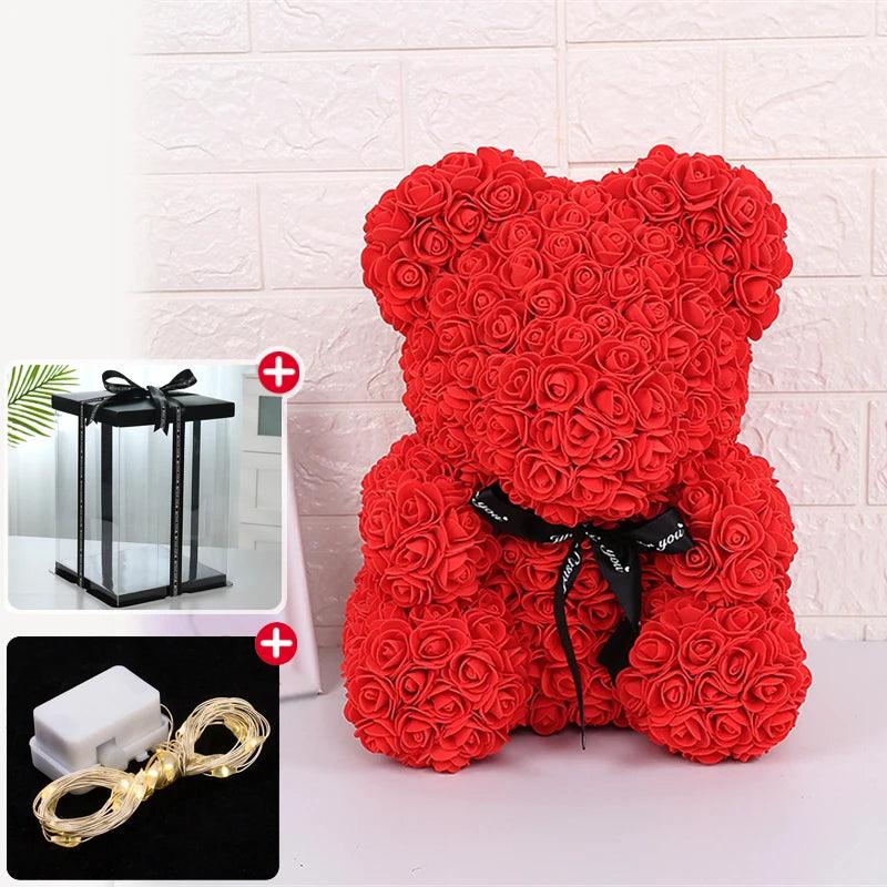 Rose Teddy Bear with LED Light: Eternal Love Blooms - Heart Crafted Gifts