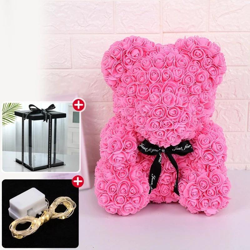 Rose Teddy Bear with LED Light: Eternal Love Blooms - Heart Crafted Gifts