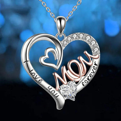 Silver Heart Pendant Necklace: "I Love you Forever Mom" - Heart Crafted Gifts