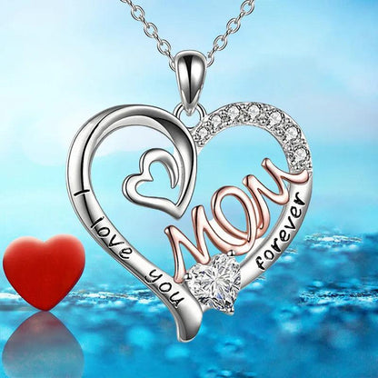 Silver Heart Pendant Necklace: "I Love you Forever Mom" - Heart Crafted Gifts